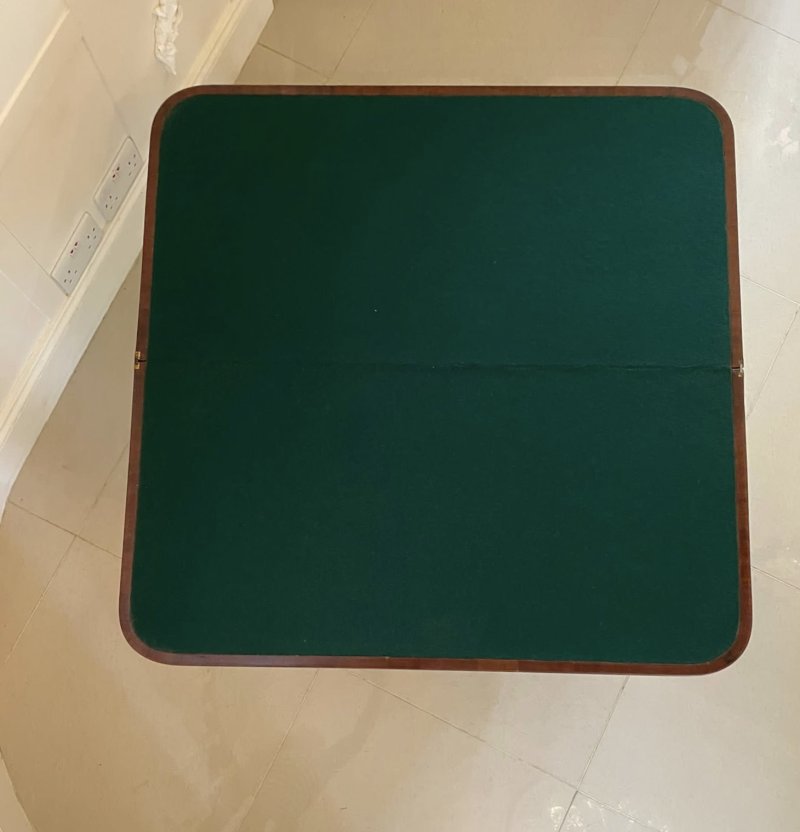 Quality Antique Regency Mahogany Inlaid Card/Side Table - Image 7